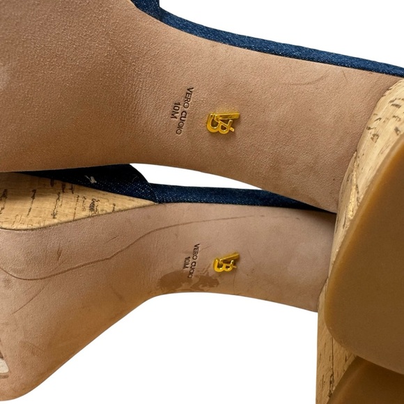 Veronica Beard Women Dali Denim Cork Platform Mules Sandals Heels Sz 10 EUC - Picture 11 of 12